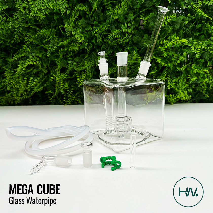 Mega Cube Glass Waterpipe - [Herbware, Melbourne Australia]