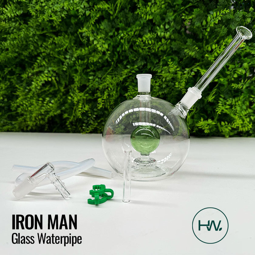 Iron Man Glass Water Pipe - [Herbware, Melbourne Australia]