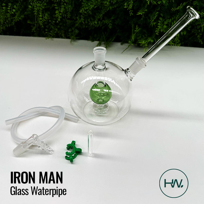 Iron Man Glass Water Pipe - [Herbware, Melbourne Australia]