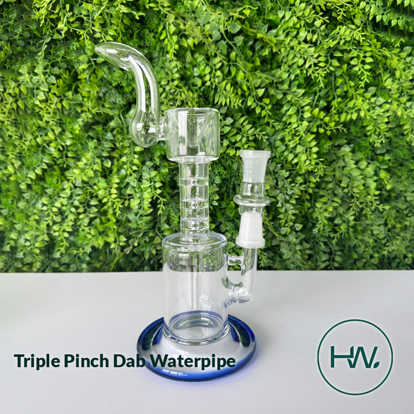 Triple Pinch Dab Glass Waterpipe with Female to Female converter
- Herbware, Victoria Australia 